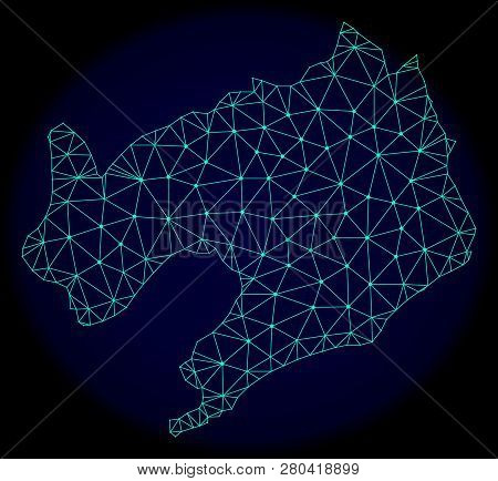 Polygonal Vector Mesh Map Of Liaoning Province. Connected Lines, Triangles And Points Forms Abstract