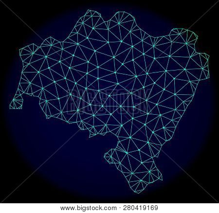 Polygonal Vector Mesh Map Of Lower Silesia Province. Connected Lines, Triangles And Points Forms Abs