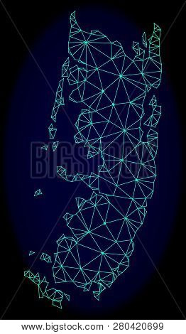 Polygonal Vector Mesh Map Of Pemba Island. Connected Lines, Triangles And Points Forms Abstract Map 