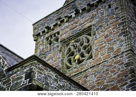 Clock Detail On Iona Abbey On Isle Of Iona Scotland