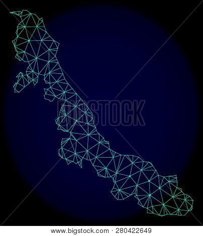 Polygonal Vector Mesh Map Of Veracruz State. Connected Lines, Triangles And Points Forms Abstract Ma