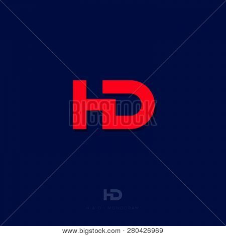 H And D Letters. H, D Red Monogram. Web, User Interface Icon.