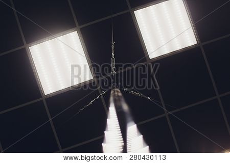 Interior Of Modern Dancing Studio For Pole Dancing Only. Ceiling Mount.