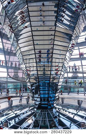 Berlin, Germany - June 8: View Of Reichstag Dome On June 8, 2013 In Berlin, Germany. The Reichstag D