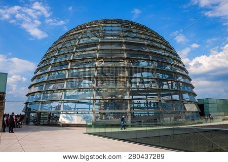Berlin, Germany - June 8: View Of Reichstag Dome On June 8, 2013 In Berlin, Germany. The Reichstag D