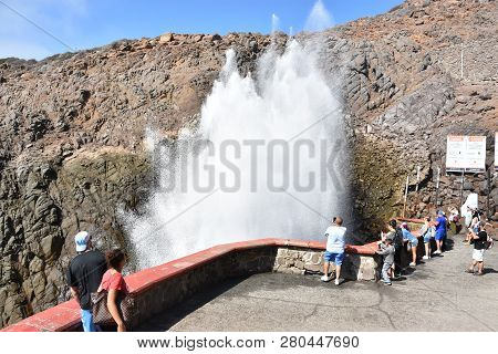 Ensenada, Mexico - Oct 25: La  Bufadora Blowhole In Ensenada, Mexico, As Seen On Oct 25, 2018. It Is