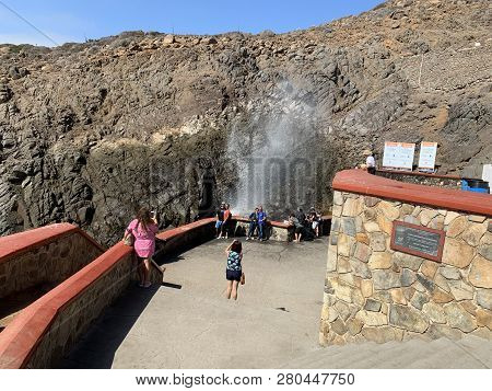 Ensenada, Mexico - Oct 25: La  Bufadora Blowhole In Ensenada, Mexico, As Seen On Oct 25, 2018. It Is
