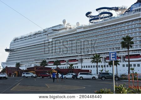 Ensenada, Mexico - Oct 25: Norwegian Bliss Cruise Ship, Docked In Ensenada, Mexico, As Seen On Oct 2