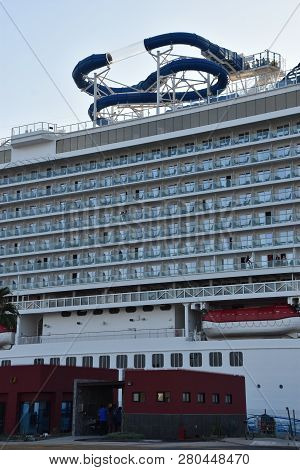Ensenada, Mexico - Oct 25: Norwegian Bliss Cruise Ship, Docked In Ensenada, Mexico, As Seen On Oct 2