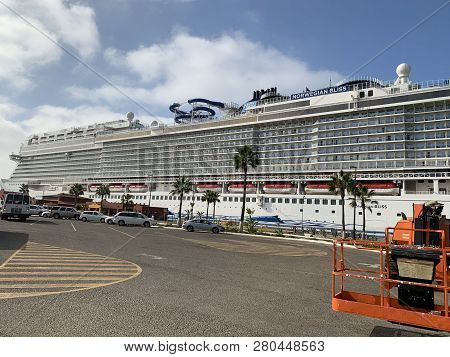 Ensenada, Mexico - Oct 25: Norwegian Bliss Cruise Ship, Docked In Ensenada, Mexico, As Seen On Oct 2