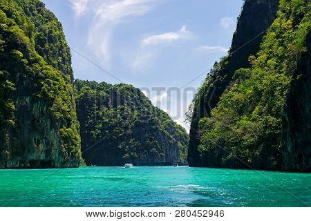 Beautiful View Of Pileh Lagoon, Phi Phi Islands, Thailand.
