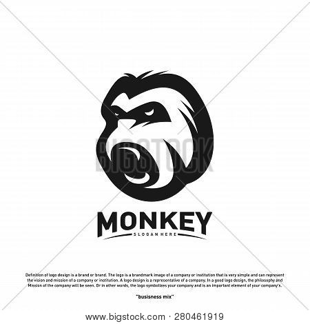 Monkey Gorilla Esport Gaming Mascot Logo Template Vector. Modern Head Monkey Logo Vector