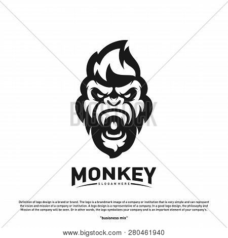 Monkey Gorilla Esport Gaming Mascot Logo Template Vector. Modern Head Monkey Logo Vector
