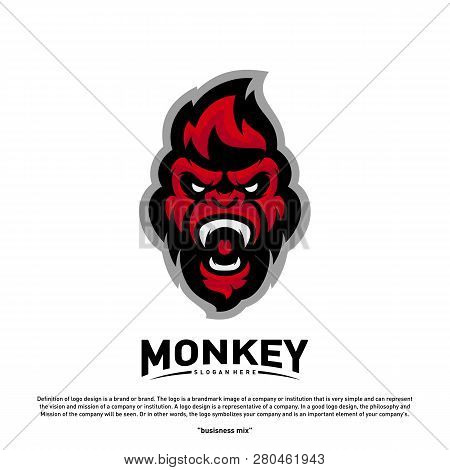 Monkey Gorilla Esport Gaming Mascot Logo Template Vector. Modern Head Monkey Logo Vector