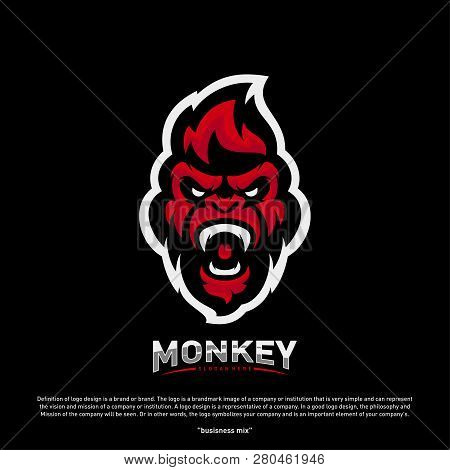 Monkey Gorilla Esport Gaming Mascot Logo Template Vector. Modern Head Monkey Logo Vector