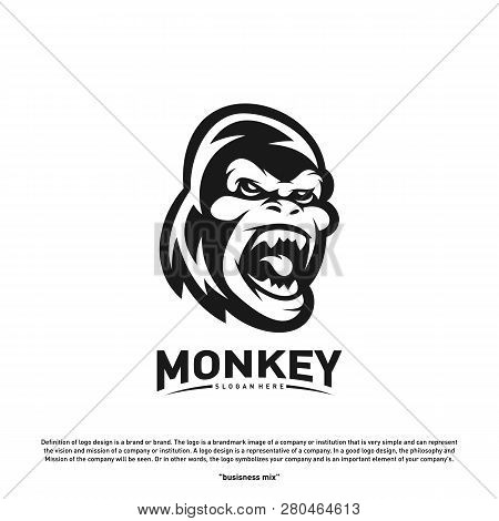Monkey Gorilla Esport Gaming Mascot Logo Template Vector. Modern Head Monkey Logo Vector