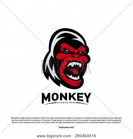 Monkey Gorilla Esport Gaming Mascot Logo Template Vector. Modern Head Monkey Logo Vector