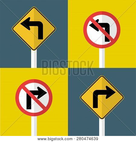 Set Traffic Sign,do Not Turn Left,right Turn Ahead