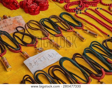 Zhangjiajie/china - 14 October 2018:amulet Shop On Yuanjiajie Tourist Center Zhangjiajie National Fo