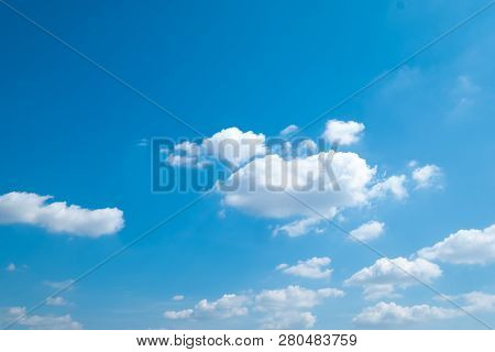 Beautiful Blue Sky Clouds For Background. Cloudy.