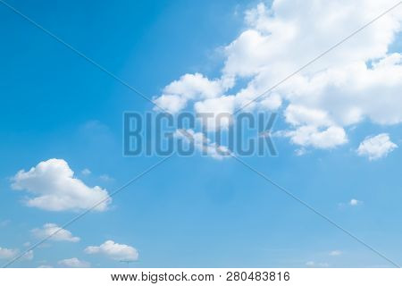 Beautiful Blue Sky Clouds For Background. Cloudy.