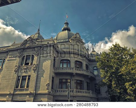 Tbilisi, Georgia - September 20, 2018: View Of Old Bilding Of The Tbc Bank Of The  Tbilisi Town, D.a