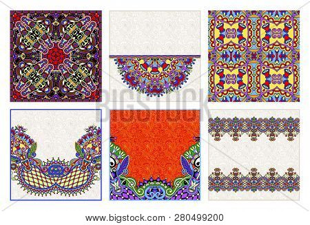 Set Of Traditional Kalamkari Ornamental Floral Paisley Design