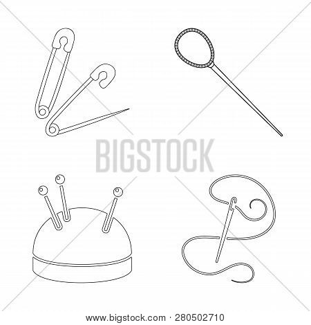 Vector Illustration Of Pin And Sewing Icon. Collection Of Pin And Sketch Stock Vector Illustration.