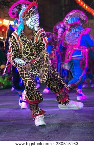 Nakorn Sawan , Thailand - February 18, 2018 : Group Of Unidentified Fighting Of Warriors ( Aung-gor 