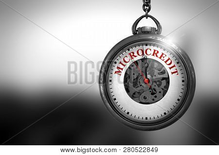 Microcredit On Vintage Pocket Watch Face. 3d Illustration.