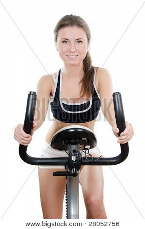 หญิงสาวจะหมั้นในการ velosimulator