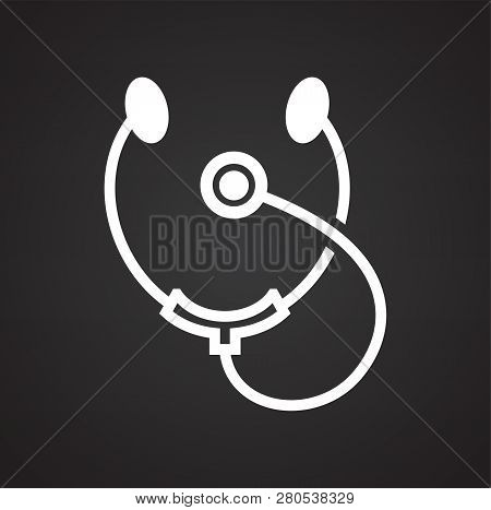 Stetoscope Icon On Black Background For Graphic And Web Design, Modern Simple Vector Sign. Internet 