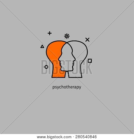 Emotional Intelligence, Logo Two Human Profiles, Coaching Icon, Psychologist, Empathy Symbol, Psychi