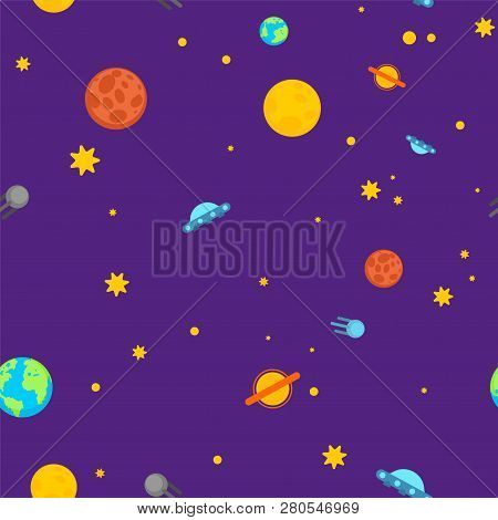 Space Pattern Seamless. Universe Background. Vector Textire