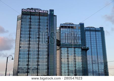 Gothenburg, Sweden - August 26, 2018: Gothia Towers In Gothenburg, Sweden. The Skyscrapers Are Part 