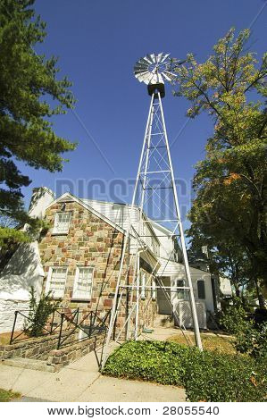 a casa de presidentes e moinho de vento no sítio histórico nacional de Eisenhower em Gettysburg, PA
