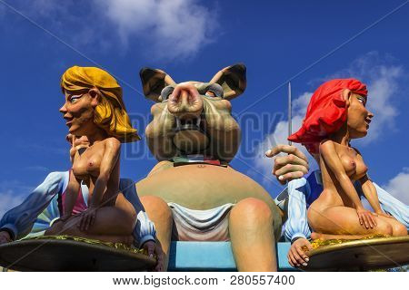 Putignano, Apulia, Italy - February 15, 2015: Carnival Floats, Giant Paper Mache.