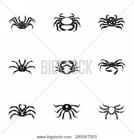 Types Of Crab Icons Set. Simple Set Of 9 Types Of Crab Icons For Web Isolated On White Background