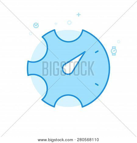 Time Management Flat Vector Icon. Gear, Time Settings Symbol, Pictogram, Sign. Light Flat Style. Blu