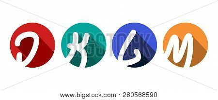 Creative Capital Letters J, K, L, M Inscribed In A Circle With Falling Shadows. For Your Monogram, L