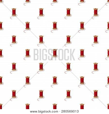 Wooden Spool Pattern Seamless Repeat In Cartoon Style Illustration