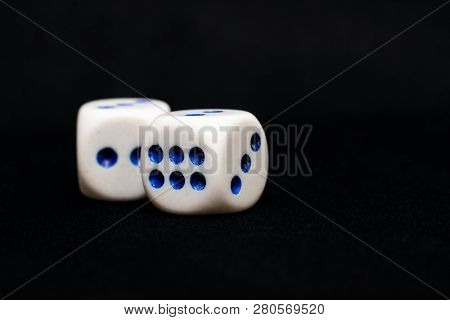 Two Dices On A Black Background, Copy Cpace