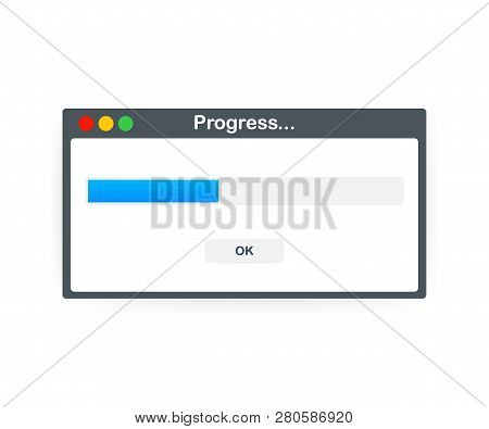 Loading Data Window With Progress Bar On White Background. Vector Stock Illustration