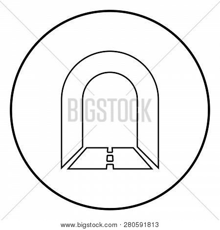 Subway Tunnel With Road For Car Icon Black Color Outline Vector Illustration Flat Style Simple Image