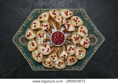 Qatayef Asafiri, Arabian Pancake Stuffed With Sweet Cheese.