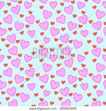 Pink And Red Hearts Seamless Pattern Illustration Valentines Day Background