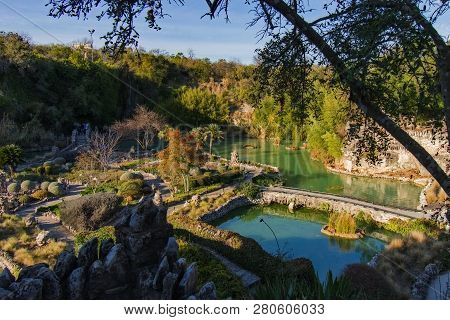 Japanese Garden Panoramic In San Antonio Texas