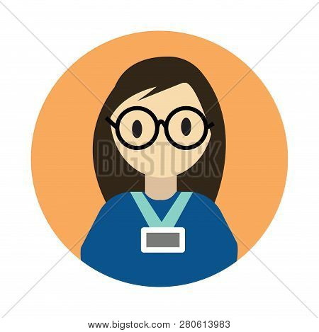 Coworker Flat On White Background Icon For Web Or App Using