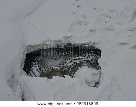 Frozen River Among Snow In Mohe County, China.
