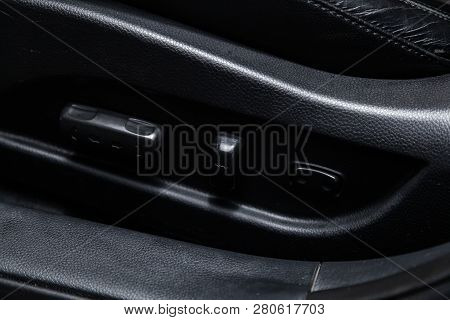 Novosibirsk, Russia - January 25, 2018:  Hyundai Elantra, Close-up Of The Side Door Buttons. Photogr